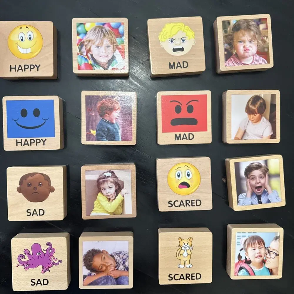 Excellerations Learning Emotions Blocks Set Of 16 Happy Sad Mad Scared 3 X3 In